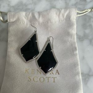 Alex silver drop earrings I’m black opaque glass